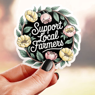 Sticker Soutien mignon Agriculteurs locaux Floral