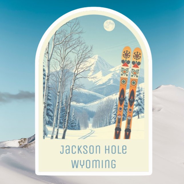 Sticker Souvenir de vacances de ski à Jackson Hole Wyoming (Créateur téléchargé)