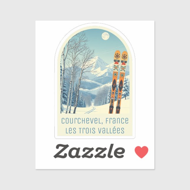 Sticker Souvenir de vacances ski de Courchevel France (Feuille)