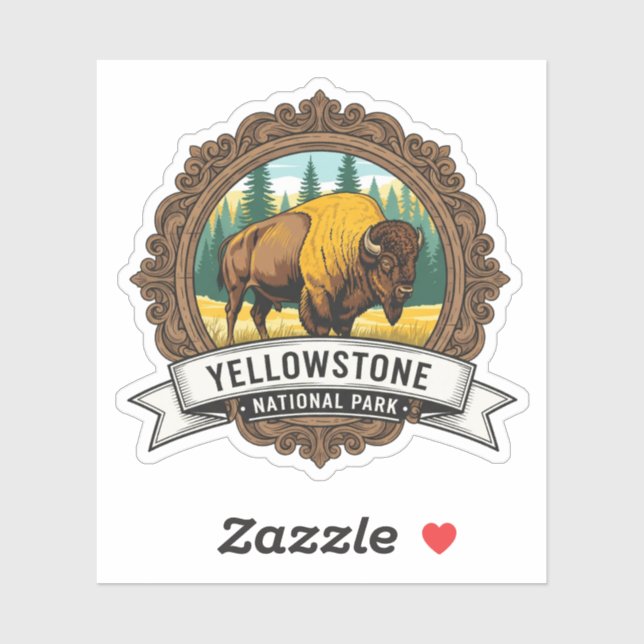 Sticker Souvenir du parc national de Yellowstone (Feuille)