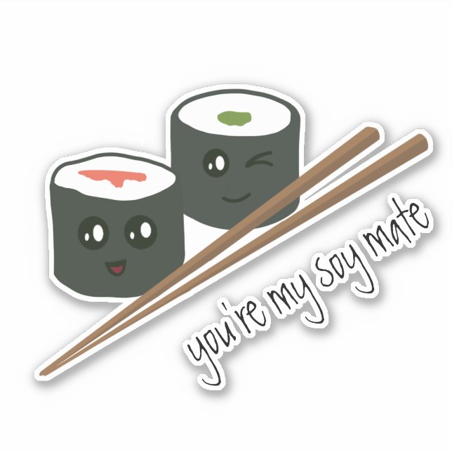 Sticker Soy Mate Cute Sushi Addict Kawaii Caractère (Devant)