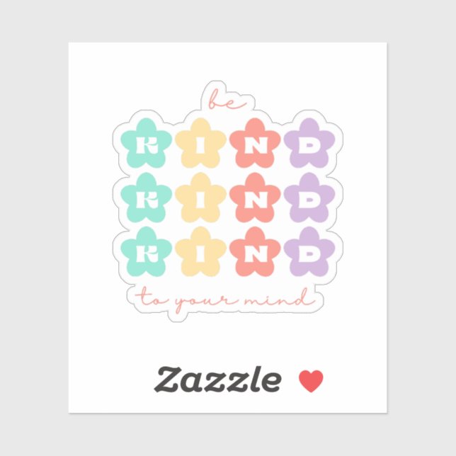 Sticker Soyez gentil avec votre esprit | Fleurs rétro Peac (Feuille)