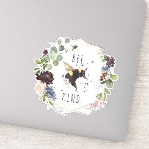 Sticker Soyez Gentil   Citation Aquarelle Abeille Bourdon 