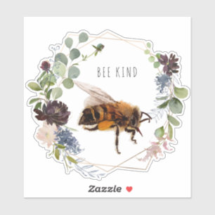 Sticker Soyez Gentil   Citation Aquarelle Abeille Bourdon 