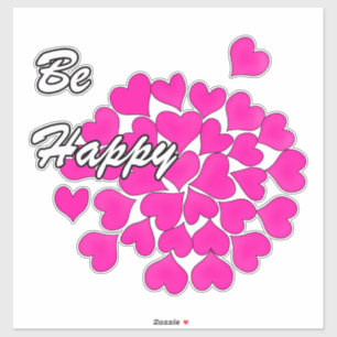 Sticker Soyez heureux !, typographie, souhait, coeur, mari
