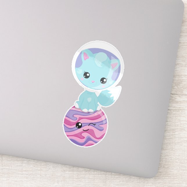 Sticker Space Cat, Cute Cat, Astronaut, Cosmonaute, Planèt (Détail)