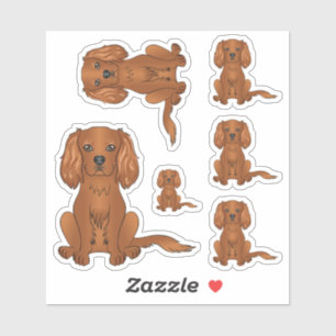 Sticker Spaniel Cavalier King Charles Ruby assis