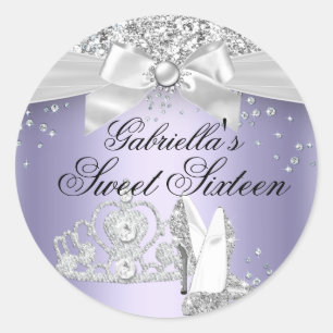 Sticker Sparkle Tiara & Heels Purple Sweet 16