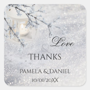 Sticker Sparkling Merci de mariage hivernal neige 