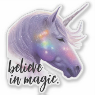 Sticker Sparkly Unicorn Rainbow Parties scintillant croire