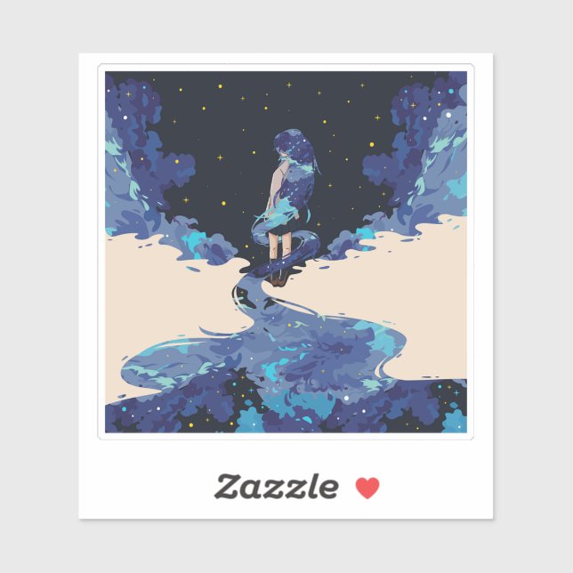 Sticker spatial esthétique "Lost in the Stars" (Feuille)