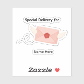 Sticker Special Delivery For Custom Name Flying Envelope