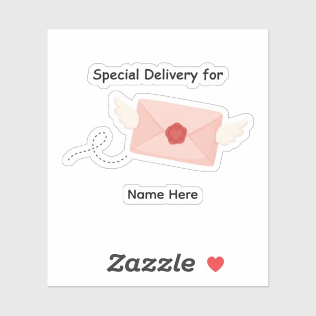 Sticker Special Delivery For Custom Name Flying Envelope (Feuille)