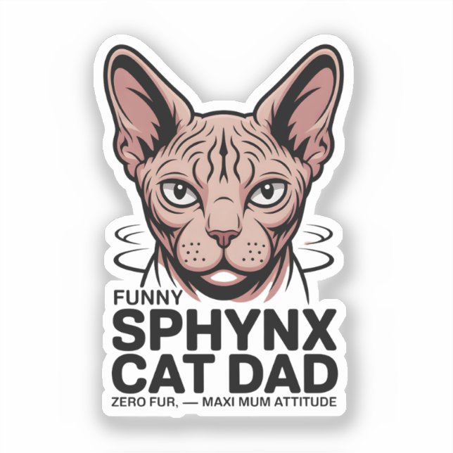 Sticker Sphynx Cat Dad Funny Vector Art (Recto)