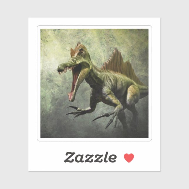 Sticker Spinosaurus Dinosaur dans la forêt primaire (Feuille)