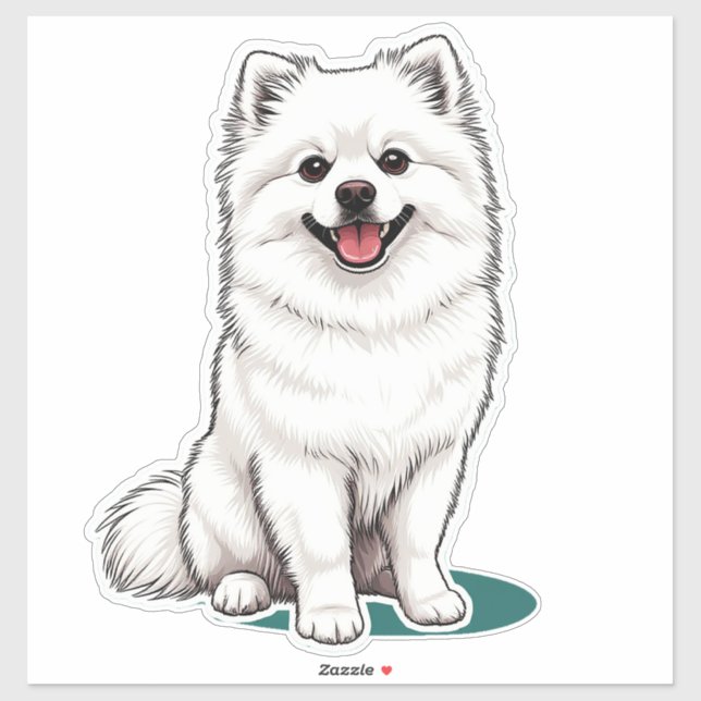 Sticker Spitz japonais blanc (Feuille)