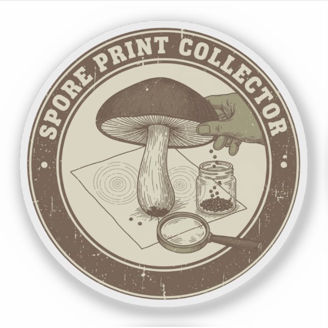 Sticker Spore Imprimer Collecteur Mycologie Design (Devant)