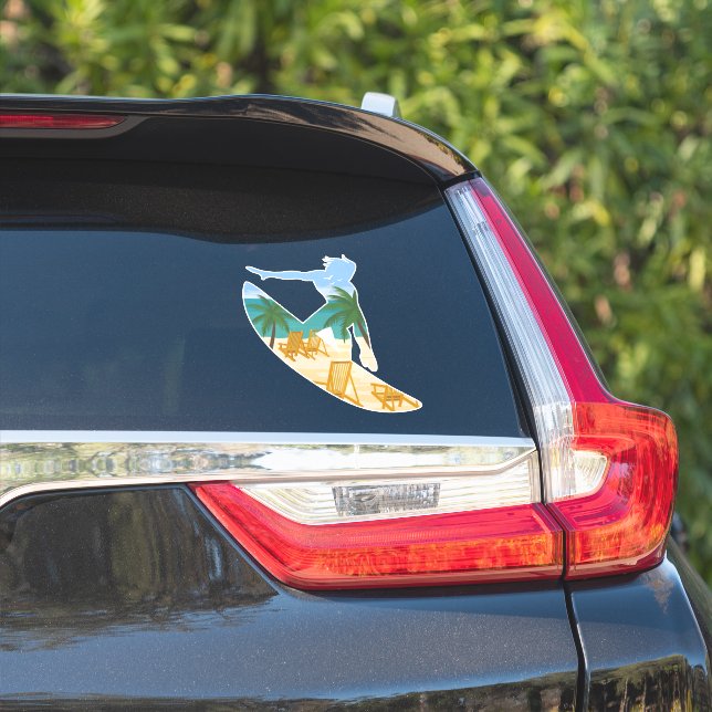 Sticker Sports de surf de plage tropicale (Côté voiture)