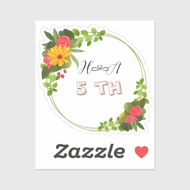 Sticker Spring Floral Anniversary | Elegant Modern (Feuille)