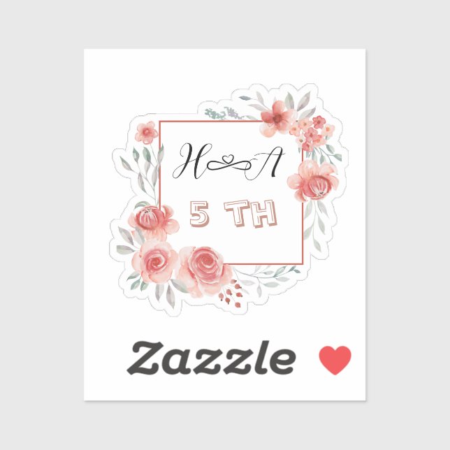 Sticker Spring Floral Anniversary | Elegant Modern Wedding (Feuille)