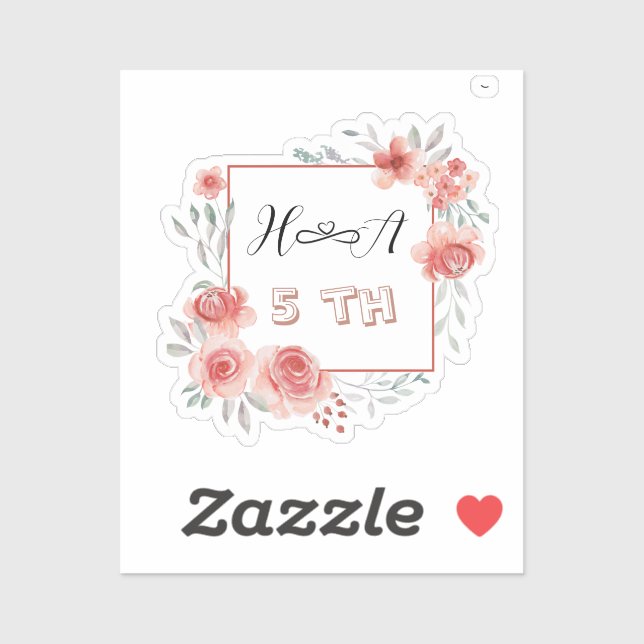 Sticker Spring Floral Anniversary | Elegant Modern Wedding (Feuille)