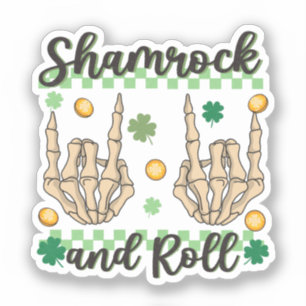 Sticker Squelette à main shamrock et rouleau
