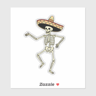 Sticker Squelette Dansant Maxican Avec Sombrero
