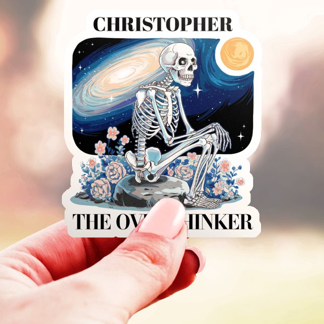 Sticker Squelette de surpenseur Nom personnalisé Vinyle  (Créateur téléchargé)