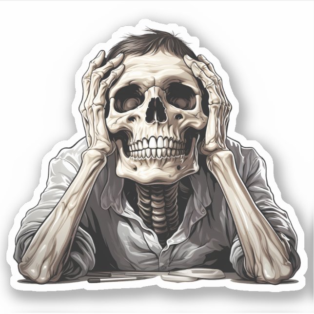 Sticker Squelette d'Halloween coloré (Devant)