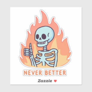 Sticker Squelette en feu, jamais mieux