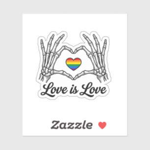 Sticker Squelette Mains Arc-en-ciel Cœur Amour Est Amour C