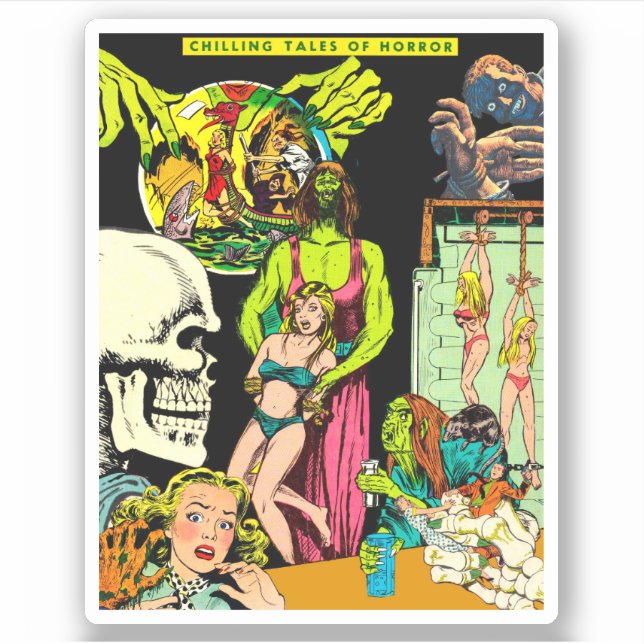 Sticker Squelette Monstres Sorcière Art modifié Horreur Co (Devant)