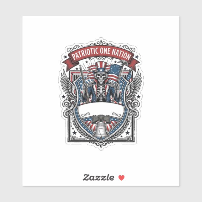 Sticker Squelette oncle Sam patriotique Squelette patriote (Feuille)