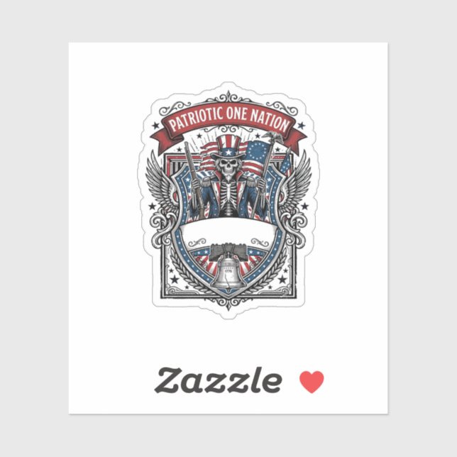 Sticker Squelette oncle Sam patriotique Squelette patriote (Feuille)