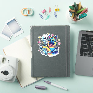 Sticker Squelette serrant un berger allemand � Gothique un