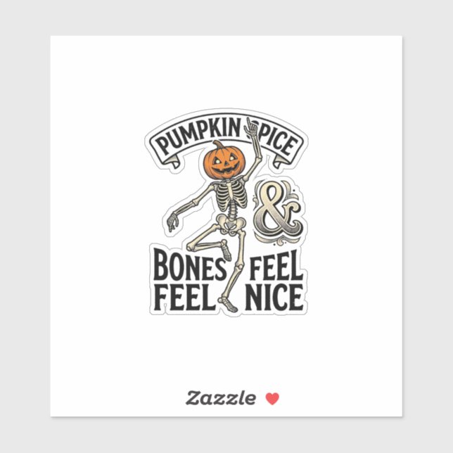 Sticker Squelette Spice Pumpkin Vintage Danse Halloween Sh (Feuille)