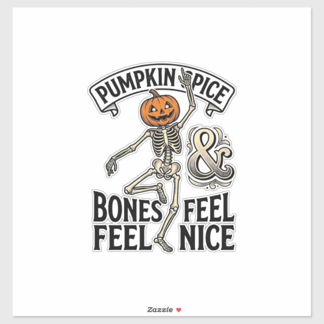 Sticker Squelette Spice Pumpkin Vintage Danse Halloween Sh (Feuille)