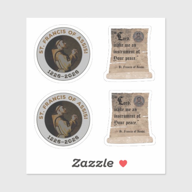 Sticker St. François d'Assise 1226–2026 & Objet-Cadeau de  (Feuille)