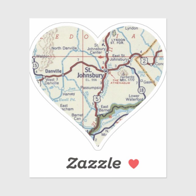 Sticker St. Johnsbury VT Carte Rétro (Feuille)