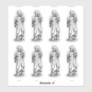 Sticker St Joseph avec Enfant Jésus Noir et Blanc
