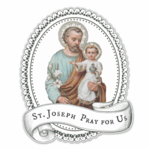 Sticker St Joseph catholique avec l'enfant Jésus religieu