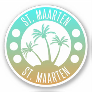 Sticker St Maarten Ocean Aqua Blue Gradient Sint Martin