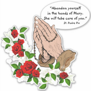 Sticker St Padre Pio, Catholique, prier Mains Rosaire