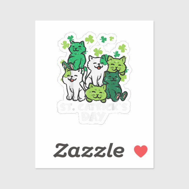 Sticker St Patricks Catricks Day Cats Saint Pattys (Feuille)