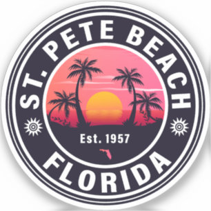 Sticker St. Pete Beach Floride Retro Sunset Souvenirs 60s