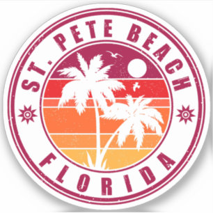 Sticker St Pete Beach Floride Souvenir Palmiers Vintages