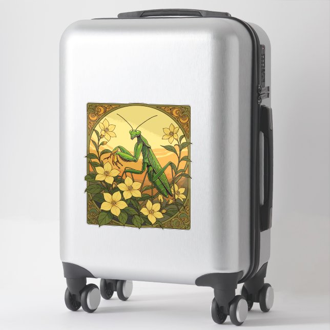 Sticker Stagmomantis et fleurs de jasmin jaune (Sur valise)