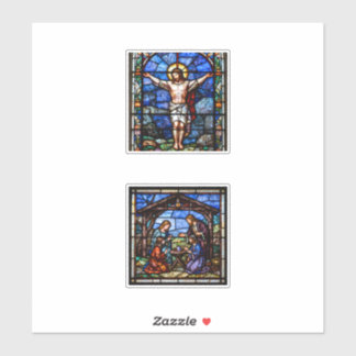 Sticker Stained Glass Christian Art Set – Crucifixion & Na