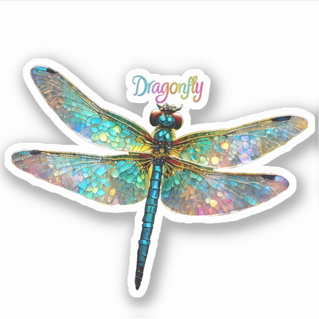 Sticker Stained Glass Colorful Dragonfly (Devant)