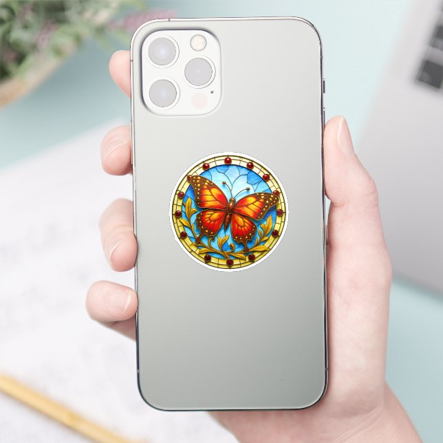 Sticker Stained glass window butterfly (Téléphone)
